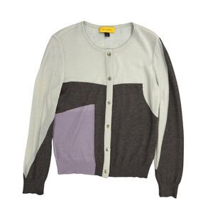 St. John Gray and Purple Colorblock Sweater